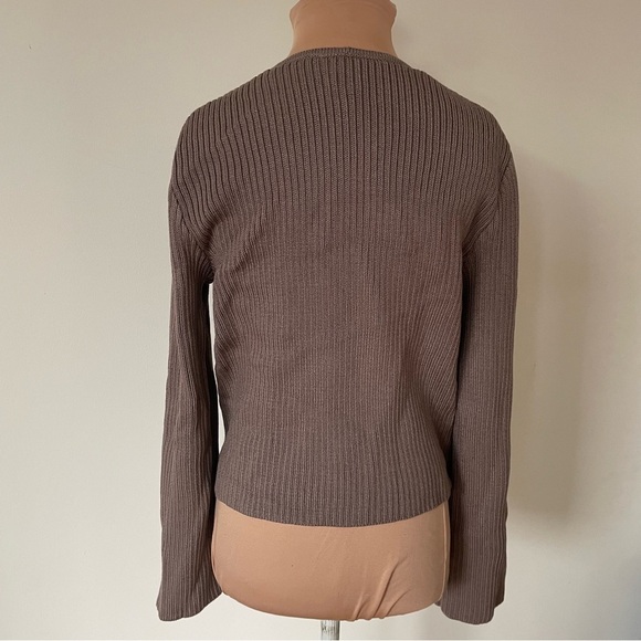 St. John Wool Rayon Knit Light Brown Open Front Cardigan Sweater EUC Size XS - Picture 3 of 9